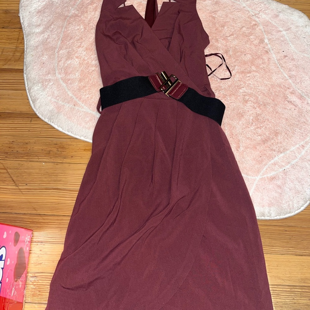 BCBG Red Sheath Cocktail Dress Halter Backless